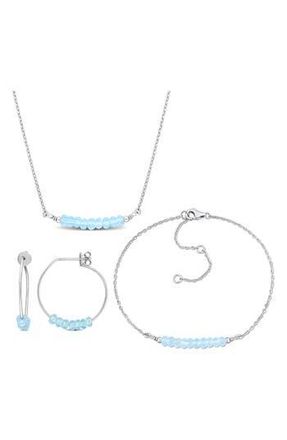 Delmar Sky Blue Topaz Beaded Earrings, Bracelet & Necklace Set at Nordstrom Rack