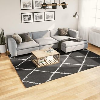 vidaXL Vidaxl - Alfombra De Pelo Largo Moderna Pamplona Negro Y Crema 200x280cm