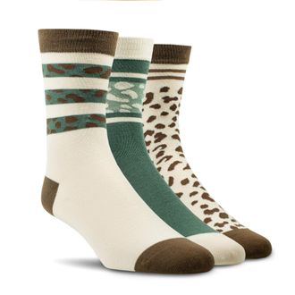 Ariat Womens Charm Crew Socks in Leopard Camo, Size OS, by Ariat