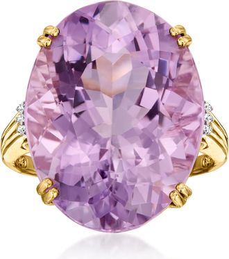 Ross-Simons Amethyst Ring With Diamonds in 14kt Yellow Gold
