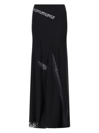 Msgm Neutral Long Flowing Lace Inserts Skirt