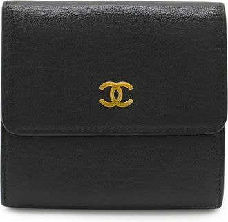Chanel Black Leather Wallet (Tri-Fold) (Pre-Owned)