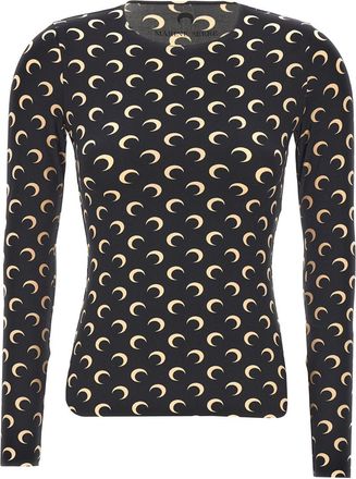 Marine Serre Black Crescent Moon Print Top