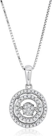 MAX + STONE Dancing Diamond Endless Love Double Halo Circle Pendant Necklace in 925 Sterling Silver (1/5 ct. tw.), 18