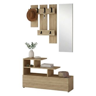 Dmora Entrada Gert, Con Espejo, 5 Pares, 5 Estantes, 30x5x99h Cm Roble Marr&oacute;n