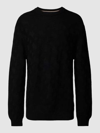 HUGO BOSS Strickpullover mit Strukturmuster Modell Palao in Black, Gr&ouml;&szlig;e XXXL