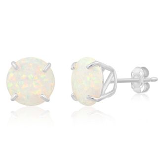 MAX + STONE 14k White Gold 9mm Round Cut Gemstone Stud Earrings