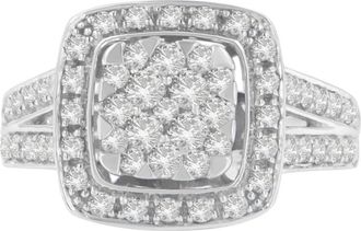 House of Brilliance 10K White Gold 1.0 Cttw Diamond Cluster Ring at Nordstrom, Size 6.75