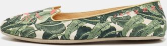 Charlotte Olympia Multicolor Embroidered Fabric Flamingo Smoking Slippers