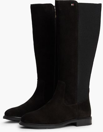 Tommy Hilfiger Womens Stretch Suede Boot - Black - US 6.5 / EU 37
