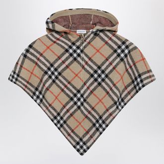 Burberry Mantella in lana color sabbia motivo Check