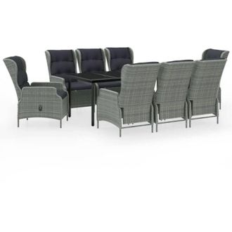vidaXL Juego De Comedor De Jard&iacute;n 9 Piezas Gris Claro Vidaxl