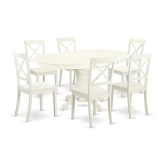 East West Furniture Dining Room Set Linen White, AVBO7-LWH-W