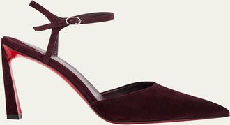 Christian Louboutin Condora Suede Ankle-Strap Red Sole Pumps