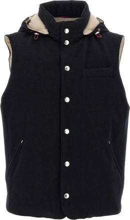Brunello Cucinelli Gewatteerd wollen vest - Heren - Bodywarmers - Zwart - 2XL - Wol - Jassen
