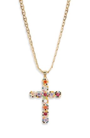 Vidakush Fantasy Cross Necklace in Gold/Rainbow at Nordstrom, Size 14
