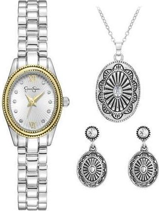 Jessica Simpson Two-Tone Watch, Pendant & Earrings Set in Two Tone at Nordstrom Rack