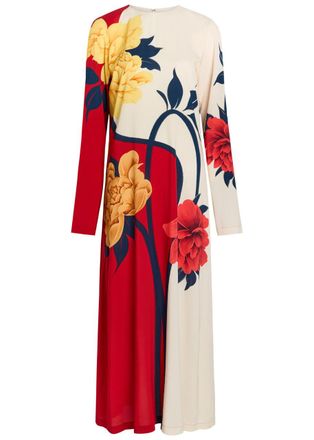 La DoubleJ LA Double J Floral-print Stretch-crepe Midi Dress - Multicoloured - S (UK8-10 / S)