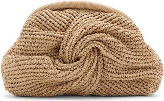 Mango Natural Fiber Frame Clutch in Beige at Nordstrom