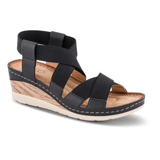 B&CO Schoenen, Dames, Zwart, 38 EU, Leer, Comfy Sandal