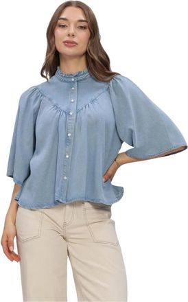 Suncoo Louise Blouse - Dames - Spijkeroverhemden - Blauw - XS - Linnen - Overhemden