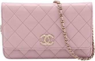 Chanel Pre-owned Wallet on Chain - Dames - Vintage Schoudertas - Roze - ONE Size - Leer - Vintage