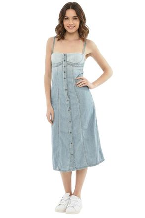 Diesel Blue Sweet Heart Neck Midi Dress
