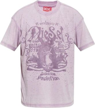 Diesel T-Norm-Aa 8 - Heren - T-shirts - Paars - 2XL - Katoen - Tops