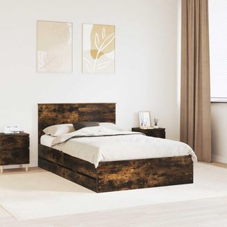 vidaXL Estructura De Cama Roble Ahumado 120 X 200 Cm Madera Ingenieril Vidaxl