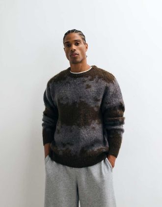 Gramicci maglione in maglia effetto peloso con stampa splatter, antracite-Grigio
