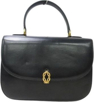 Gucci Pre-owned Handbags, female, Black, Size: ONE SIZE Pre-owned Leather Top Handle Bag