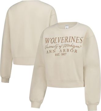 ZooZatZ Womens ZooZatz Sand Michigan Wolverines Cropped Crewneck Sweatshirt at Nordstrom, Size X-Large
