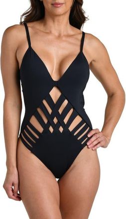 La Blanca Island Goddess Cutout Monokini One-Piece Swimsuit in Black at Nordstrom, Size 12