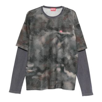 Diesel Long Sleeve Tops, male, Multicolor, Size: XL Diesel T-shirts and Polos Grey