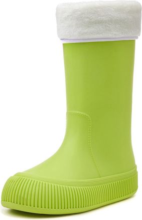 Generic Womens Wellington Rain Boots Plush Lining Removable and Washable Mid Calf Rain Boots Ladies Winter Warm Waterproof Anti-Slip Boot for Garden Mud Worki