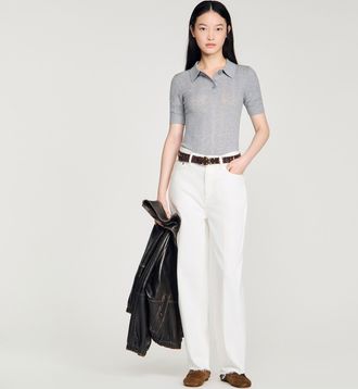 Sandro Pointelle polo-neck wool jumper