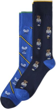 Polo Ralph Lauren Assorted 2-Pack Polo Athletic Club Mini Bears Crew Socks in Navy at Nordstrom