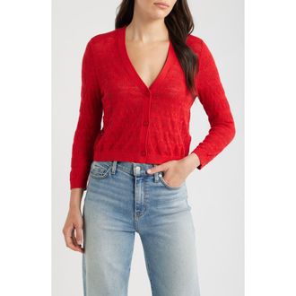 Seasalt Cornwall Sweet Day Pointelle Cardigan in Knit Melange Boat Red at Nordstrom, Size 10 Us
