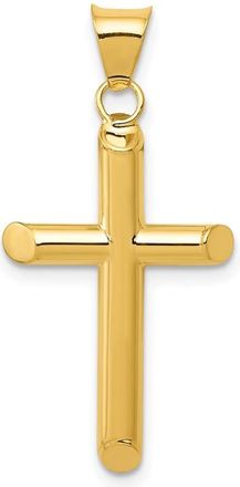 Diamond2Deal 14k Yellow Gold 3-D Polished Hollow Cross Pendant