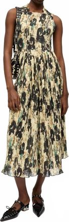 Ganni Pleats Smock Midi Straps Dress In Afterglow