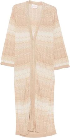 MC2 Saint Barth Tonia Lange Cardigan - Dames - Lange truien - Beige - S - Nylon - Truien & Vesten