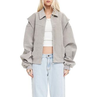 Lioness Vista Faux Suede Bomber Jacket in Taupe at Nordstrom Rack, Size Large
