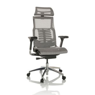 hjh OFFICE Silla alta gama Tejido de malla Gris Claro