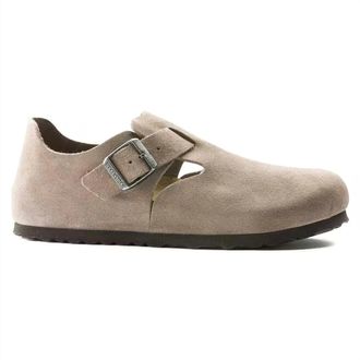 Birkenstock Mens London Suede Leather Shoes In Taupe