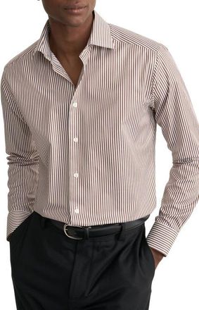 Eton Slim Fit Bengal Stripe Dress Shirt in Medium Red at Nordstrom, Size 15.5