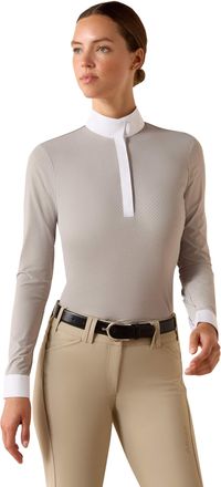 Ariat Womens Breathe Show Shirt Long Sleeve in Show Grey, Size 2X-Small, by Ariat