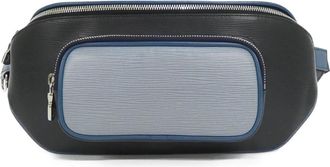 Louis Vuitton Black Blue Leather Coated Canvas Shoulder Bag (Pre-Owned)