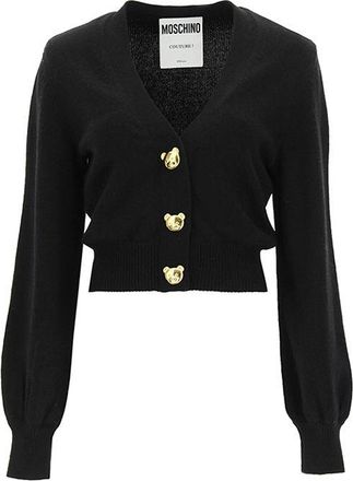Moschino Black Cashmere & Wool Teddy Button Cardigan Size XS