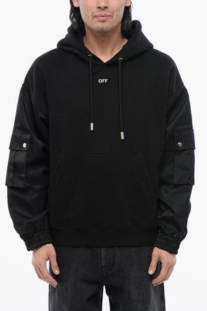Off-white Felpa Con Cappuccio Garzata Con Maniche Bomber Off-White
