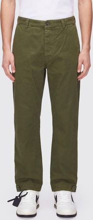 Off-white Pantaloni Racing Staff slim fit in twill di cotone verde